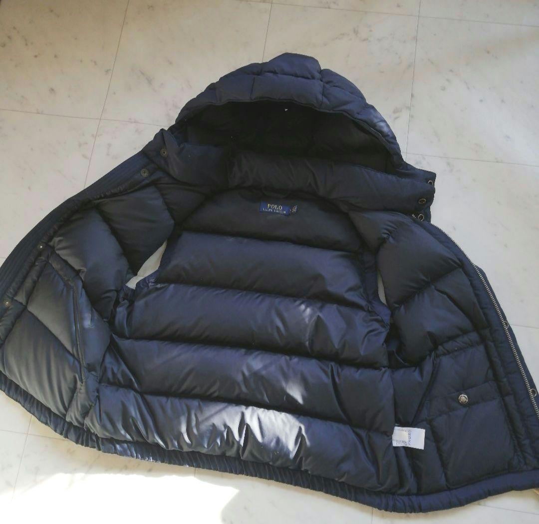 ラルフローレン フード付き ダウンベスト Lサイズ 紺 2way ポニー刺繍