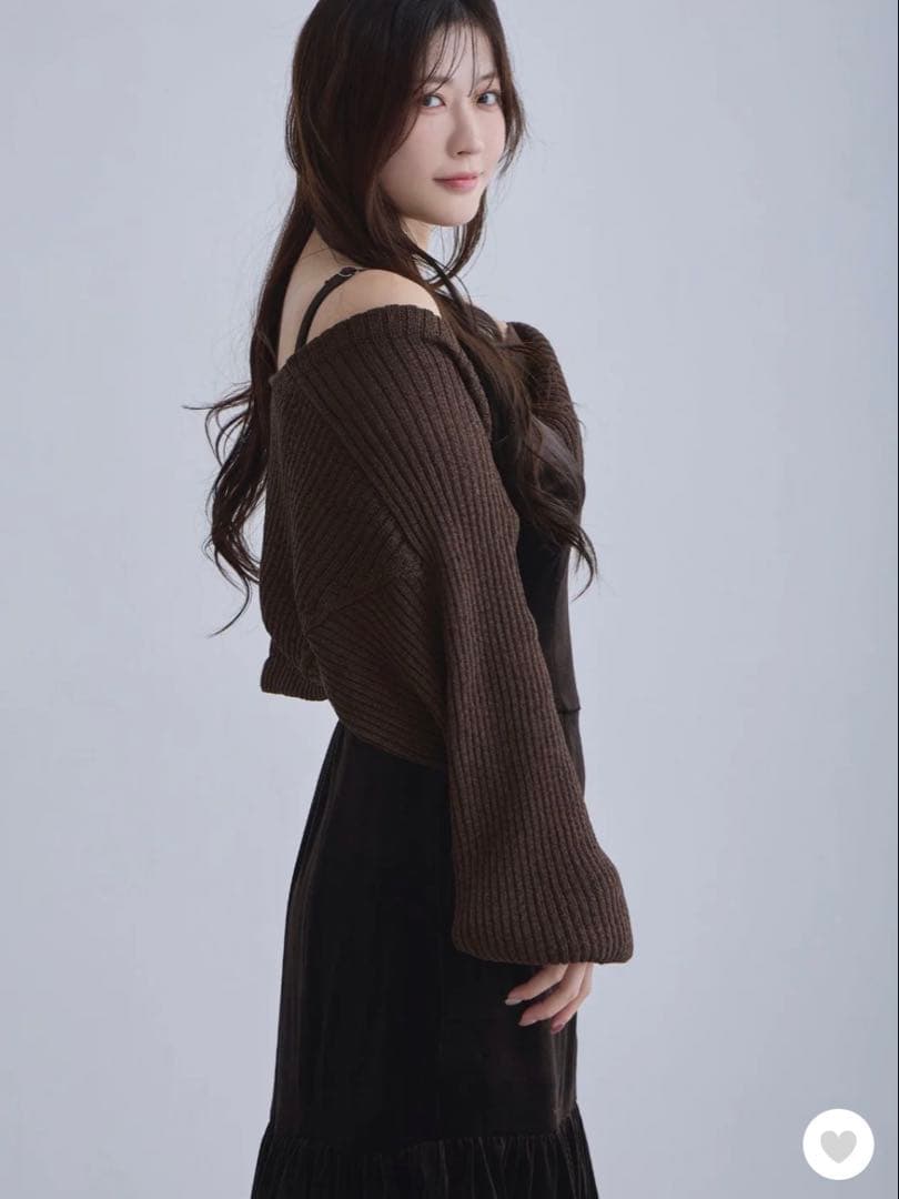 オーバーイー　ベロアキャミティアードワンピース　ブラウン96