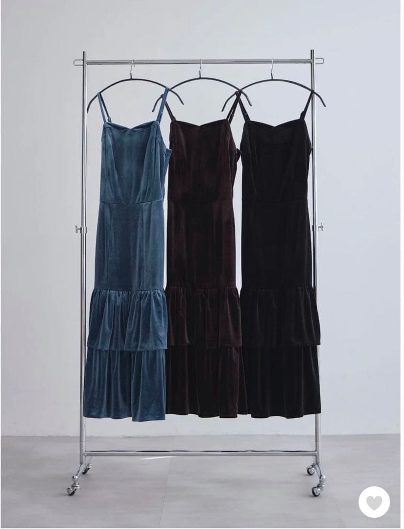 オーバーイー　ベロアキャミティアードワンピース　ブラウン96