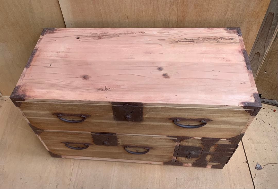 古い木味　二本松箪笥　引き出し2杯子引き出し2杯チェスト　古家具