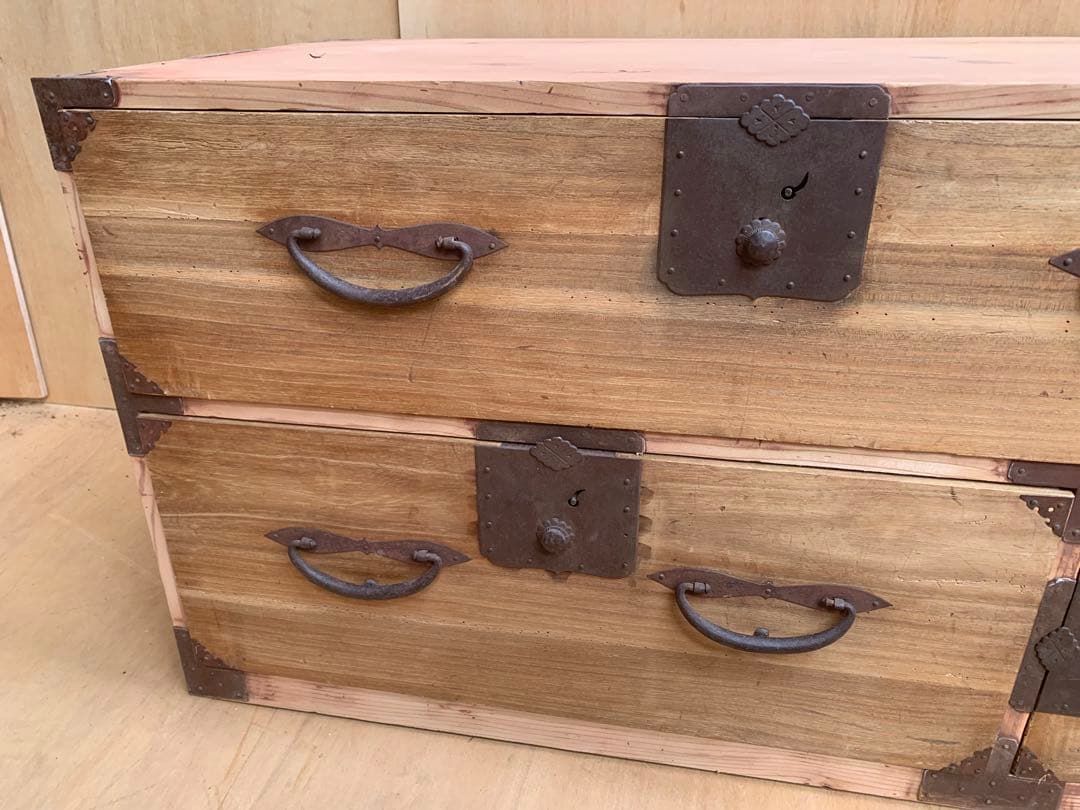 古い木味　二本松箪笥　引き出し2杯子引き出し2杯チェスト　古家具