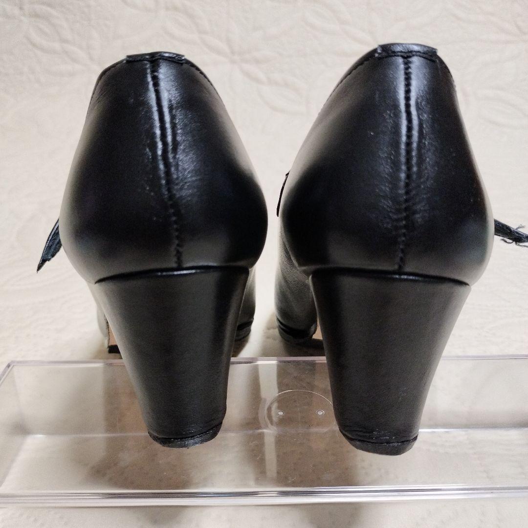 【新品未使用】 ブラック フラメンコシューズ ストラップ付き 本革