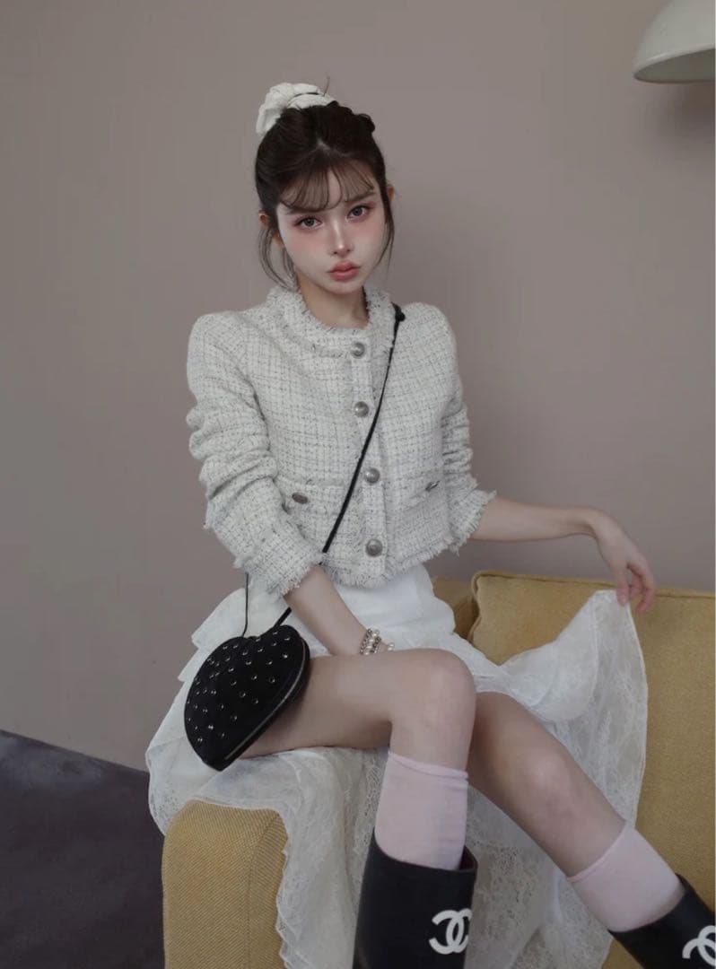 darich ツイードジャケット 白 新品未開封 コンパクトフリンジ