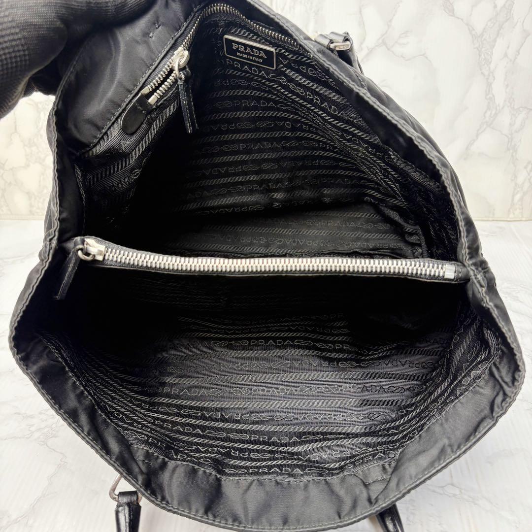 041 美品 PRADA ハンドバッグ トートバッグ 三室構造 黒 lt6