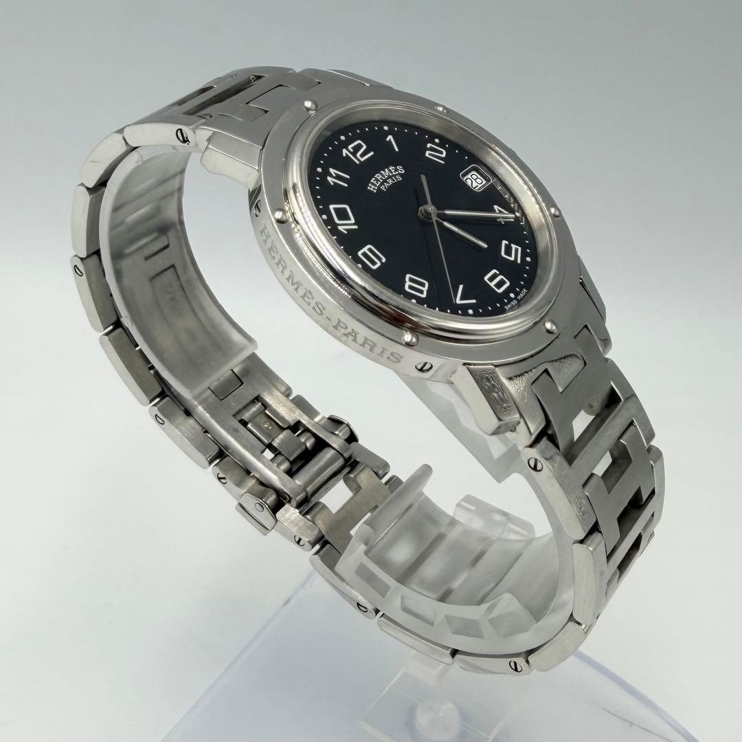 【人気✨】HERMES メンズ　腕時計　クリッパー　黒　CL6.710 新品電池