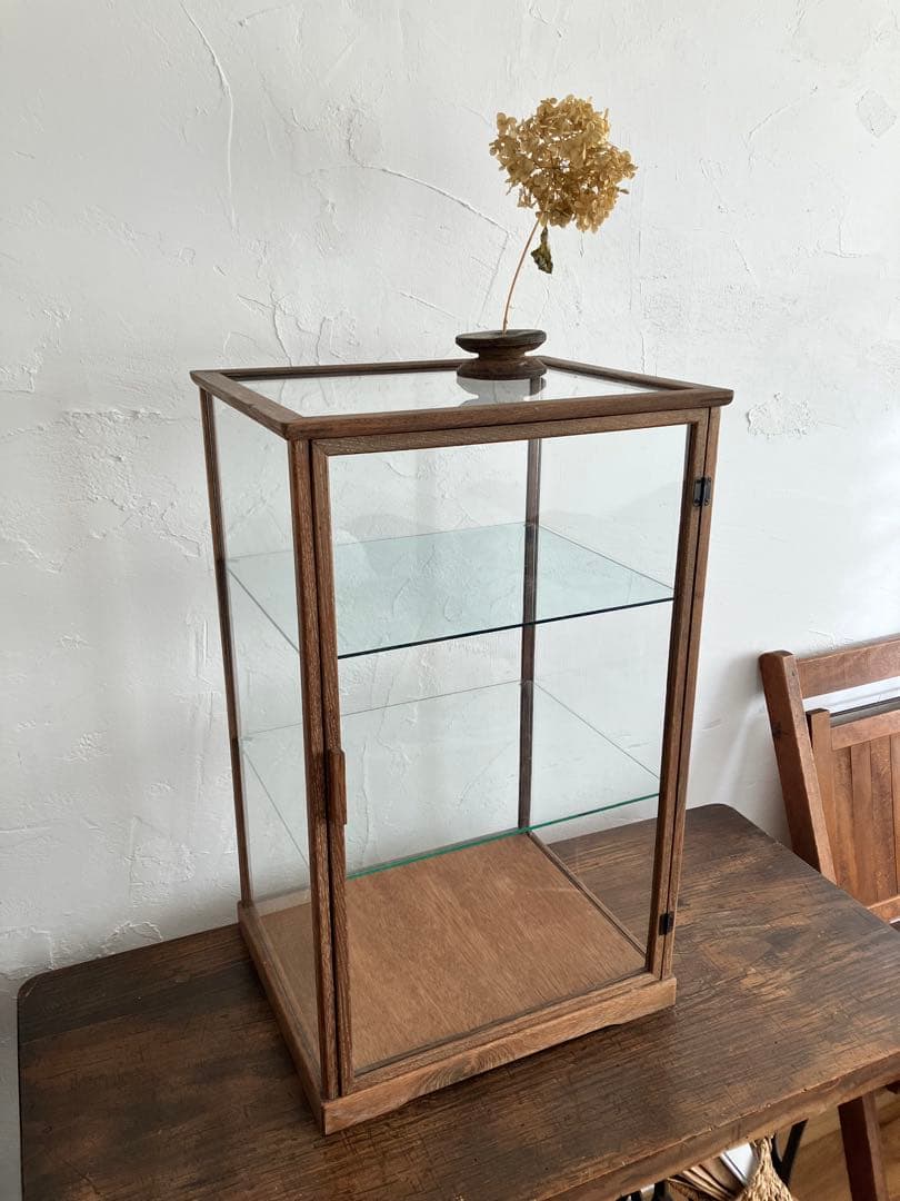 【引取限定】古い木枠のガラスケース 3段ショーケース 木製コレクションケース