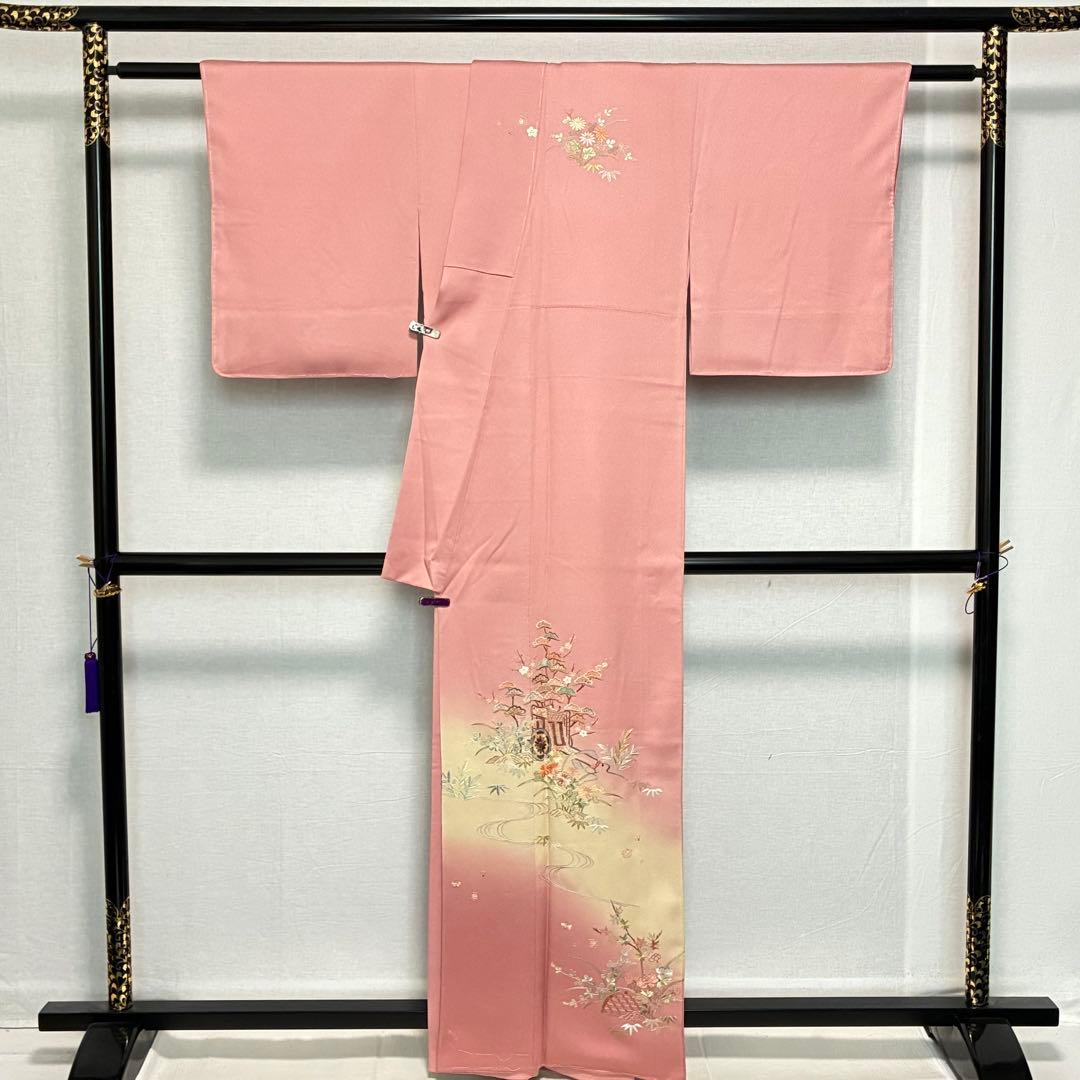 D183＋　D122訪問着 蘇州・相良刺繍 正絹着物袷 しつけ糸付き未使用極美品