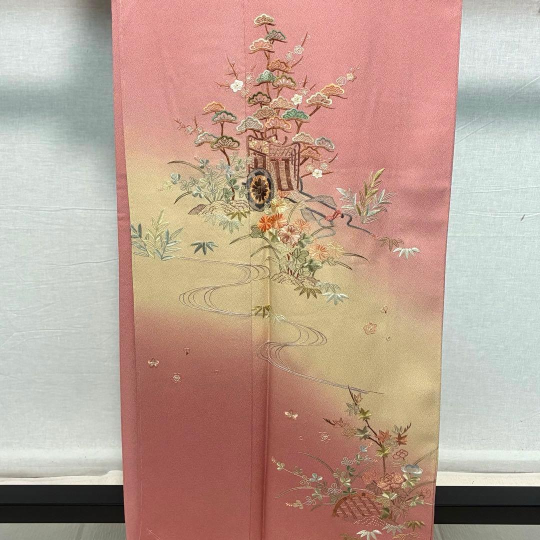 D183＋　D122訪問着 蘇州・相良刺繍 正絹着物袷 しつけ糸付き未使用極美品