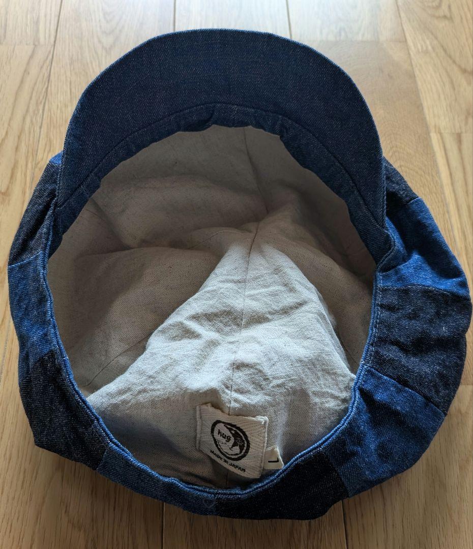 （ガニメ）　デニム　キャスケット　ベレー帽　Lサイズ　麻柄
