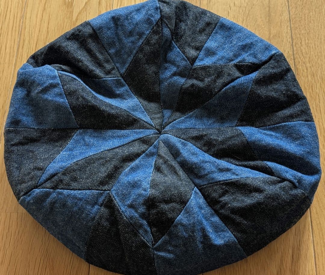 （ガニメ）　デニム　キャスケット　ベレー帽　Lサイズ　麻柄