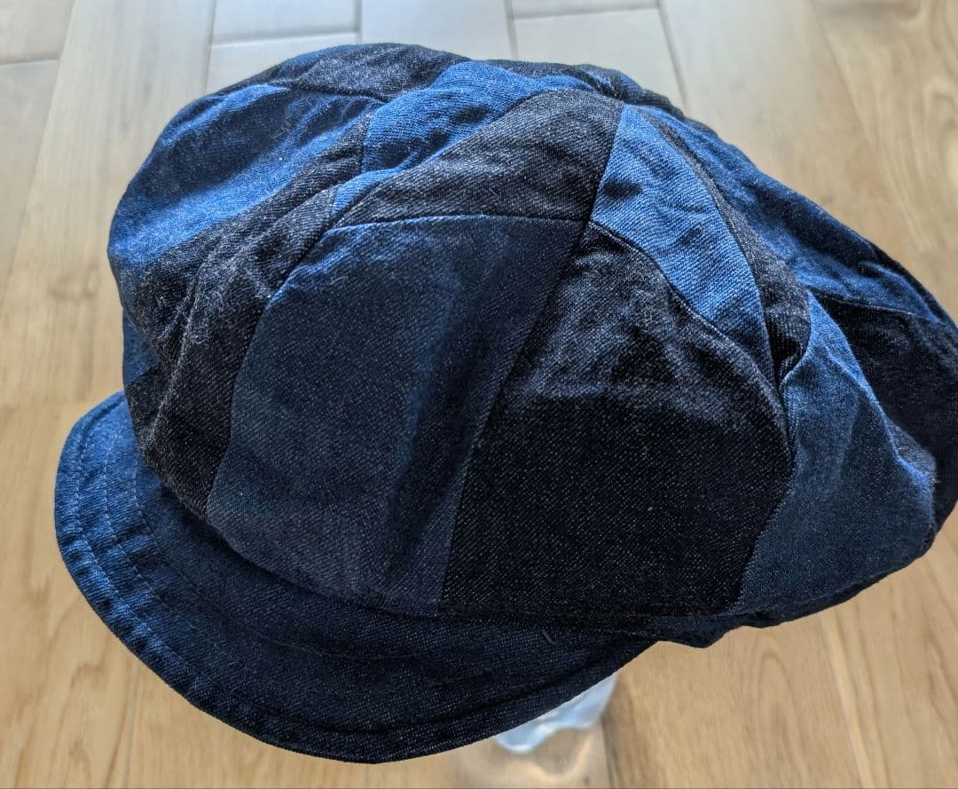 （ガニメ）　デニム　キャスケット　ベレー帽　Lサイズ　麻柄