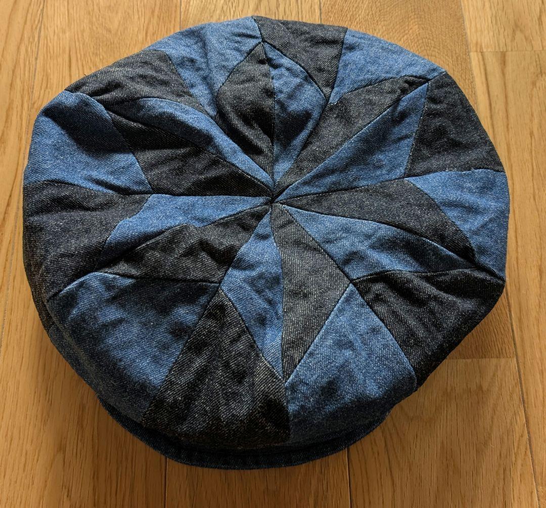 （ガニメ）　デニム　キャスケット　ベレー帽　Lサイズ　麻柄