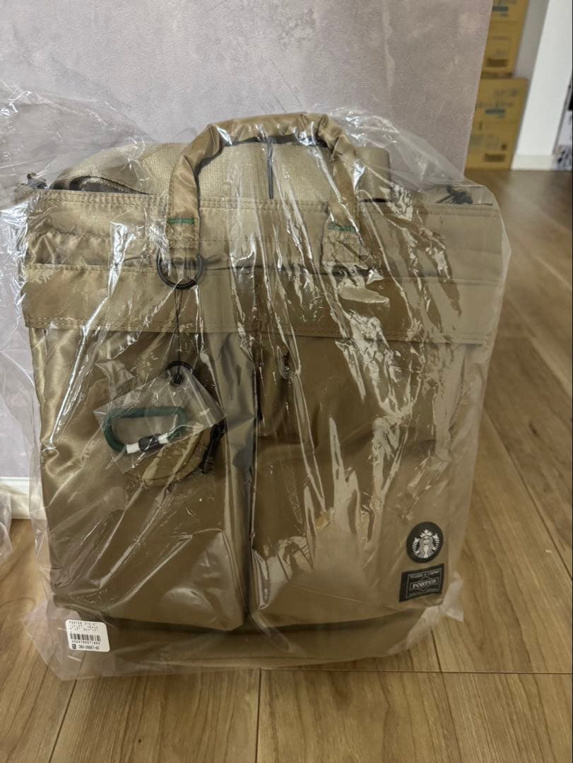 スターバックス×ポーター　ドラムバッグ　 ベージュ新品未使用