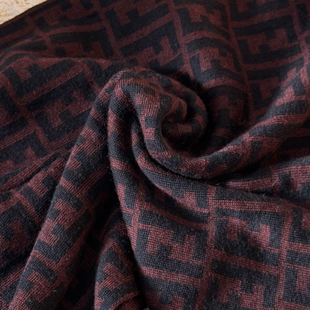 ☆極美品☆FENDI フェンディ　マフラー　ズッカ　ダークブラウン　ウール