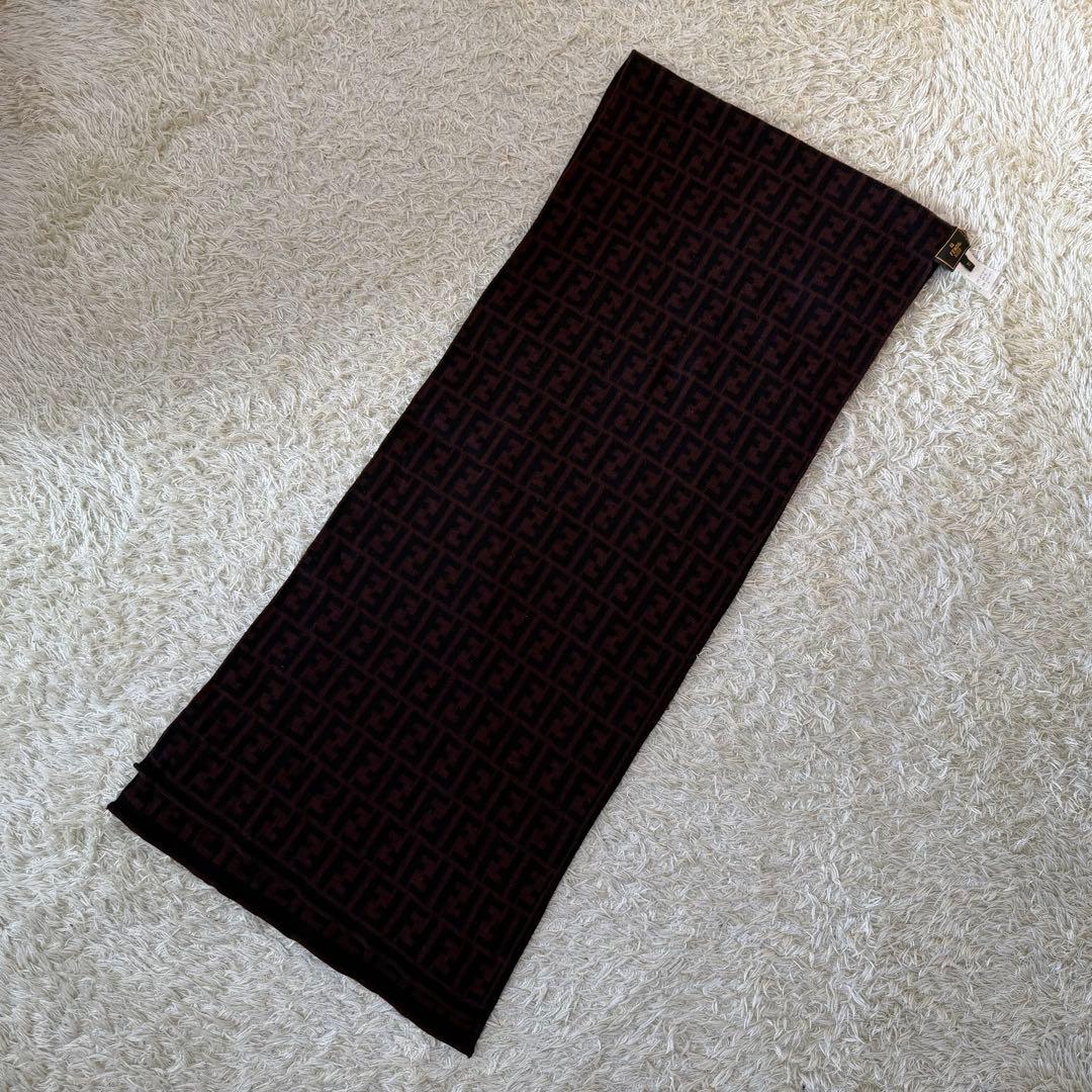 ☆極美品☆FENDI フェンディ　マフラー　ズッカ　ダークブラウン　ウール