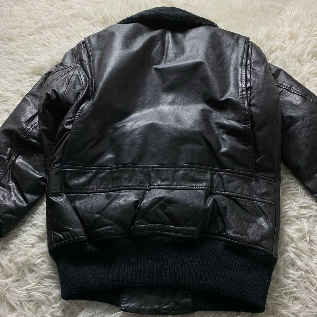 【雰囲気抜群】ヴィンテージ フライトジャケット G-1 ブラック 襟ボア M