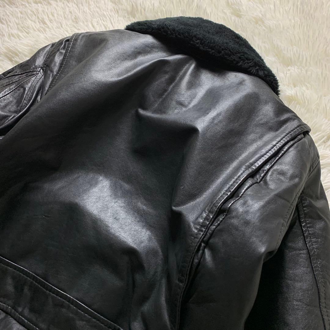 【雰囲気抜群】ヴィンテージ フライトジャケット G-1 ブラック 襟ボア M