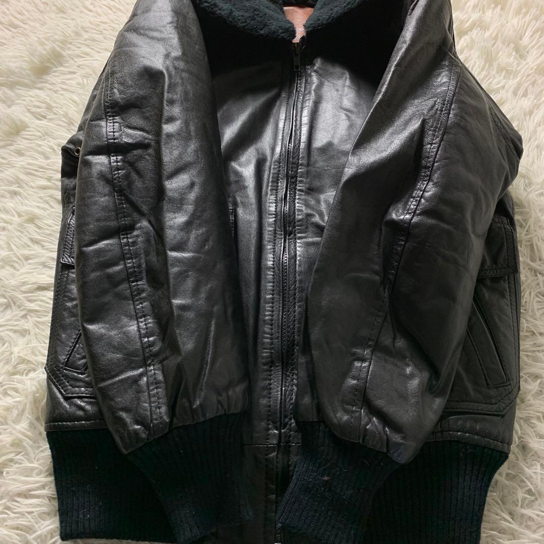 【雰囲気抜群】ヴィンテージ フライトジャケット G-1 ブラック 襟ボア M