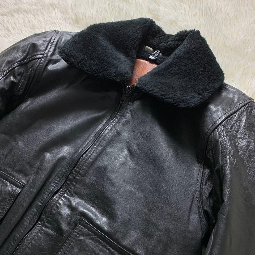 【雰囲気抜群】ヴィンテージ フライトジャケット G-1 ブラック 襟ボア M