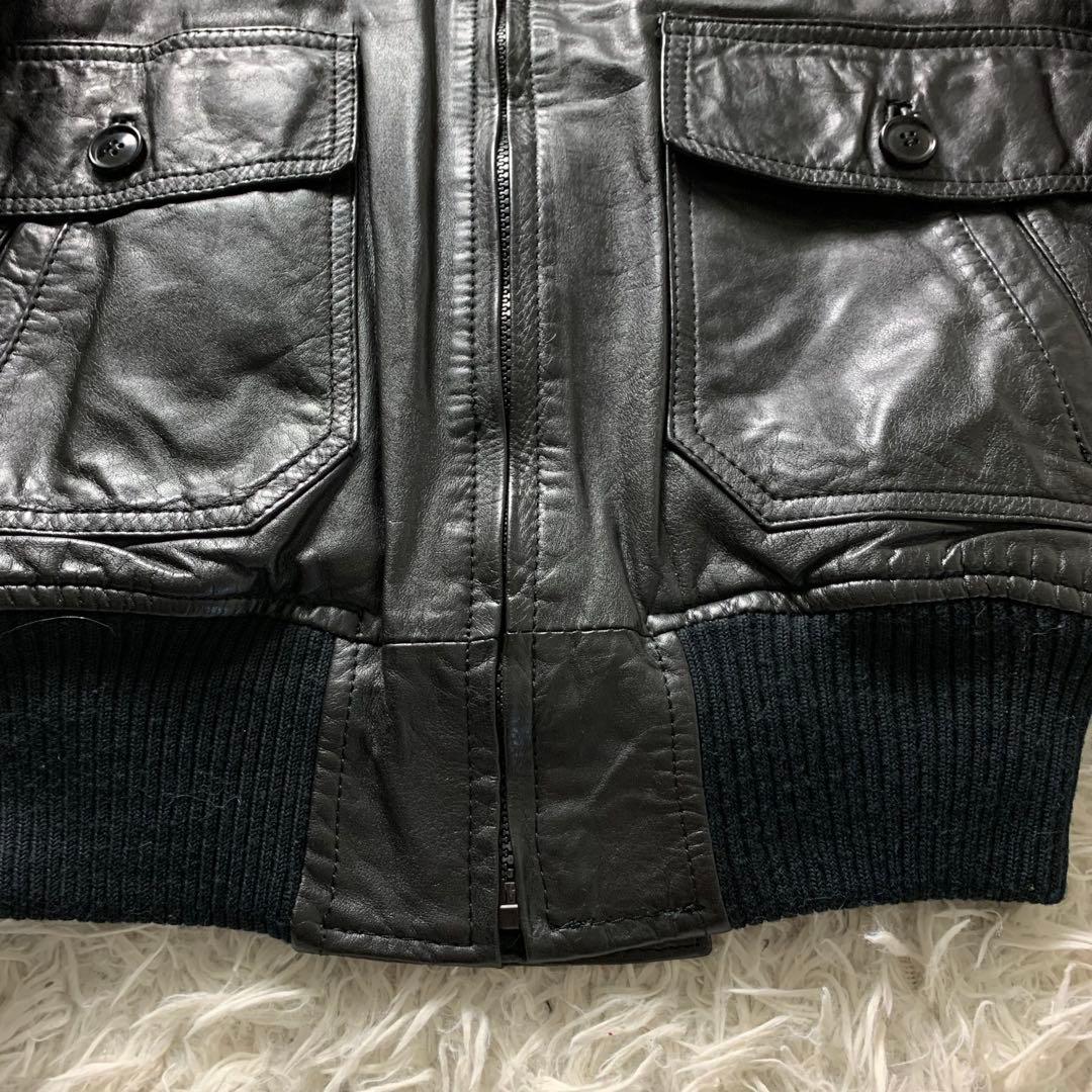 【雰囲気抜群】ヴィンテージ フライトジャケット G-1 ブラック 襟ボア M