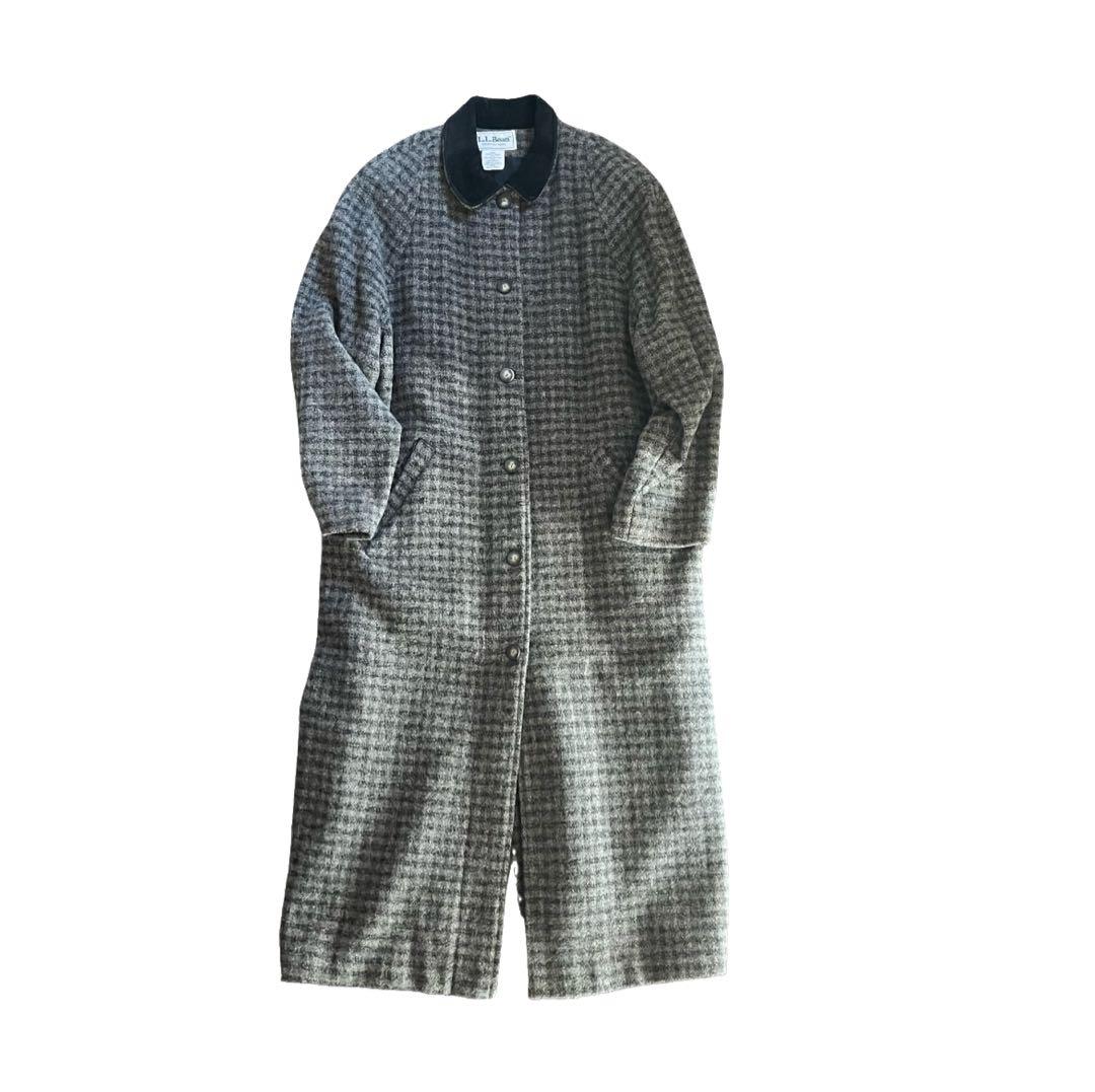 80s USA製 LLbean チェック ロングコート