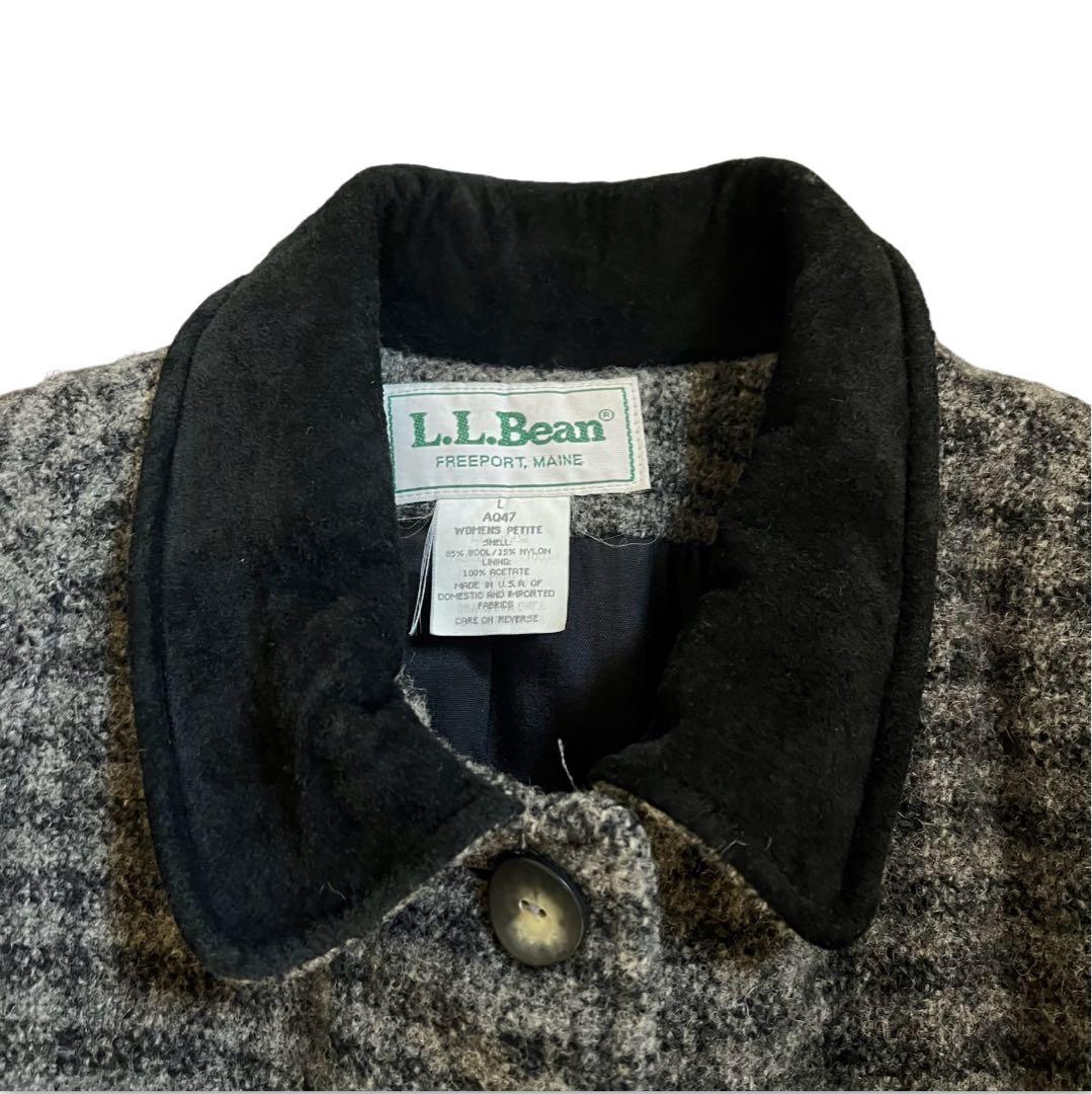 80s USA製 LLbean チェック ロングコート