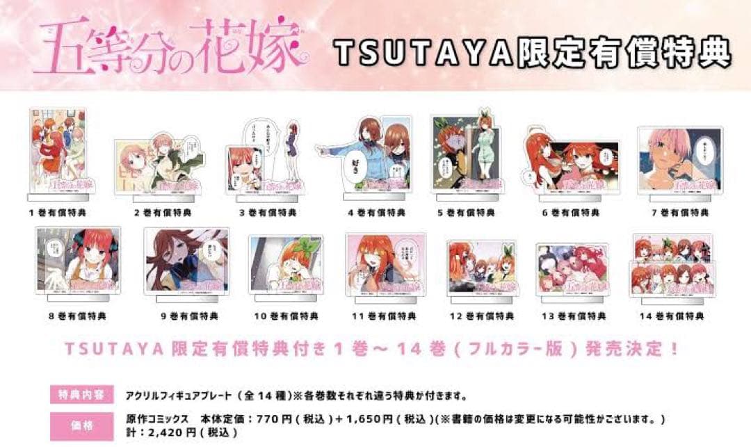 五等分の花嫁 14巻 フルカラー+TSUTAYA特装版＋海外版10巻全未開封新品