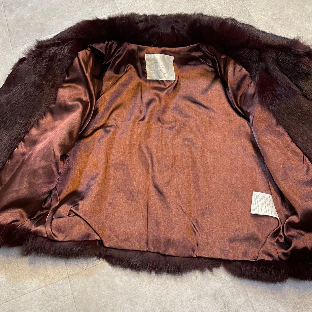 クロップド丈　フォックスファー　毛皮ショートコート　ボルドー　希少　Y2K