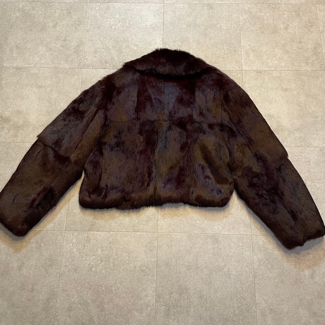 クロップド丈　フォックスファー　毛皮ショートコート　ボルドー　希少　Y2K