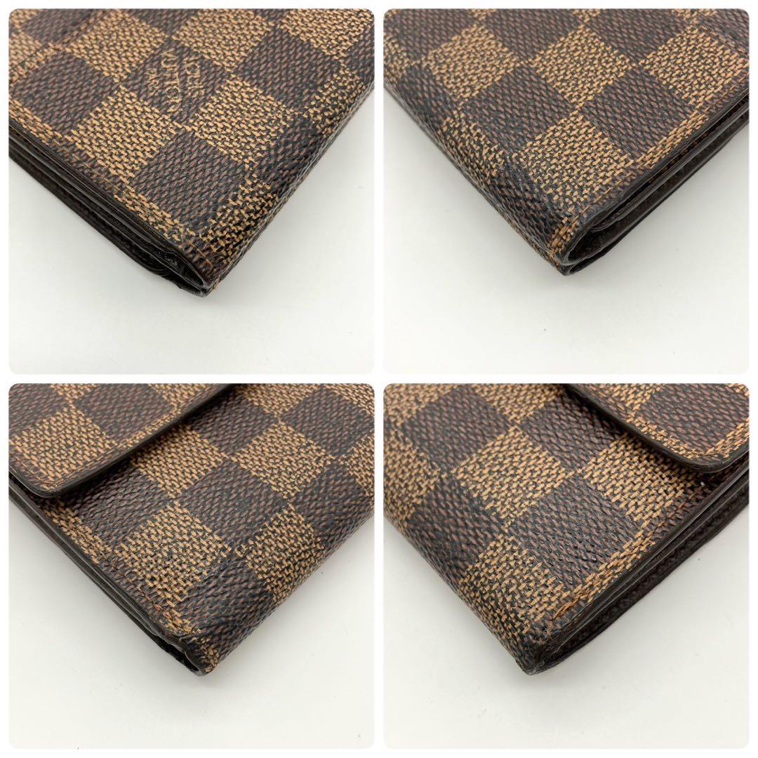 正規品 ルイヴィトン 三つ折り財布 ポルトフォイユ エリーズ ダミエ エベヌ