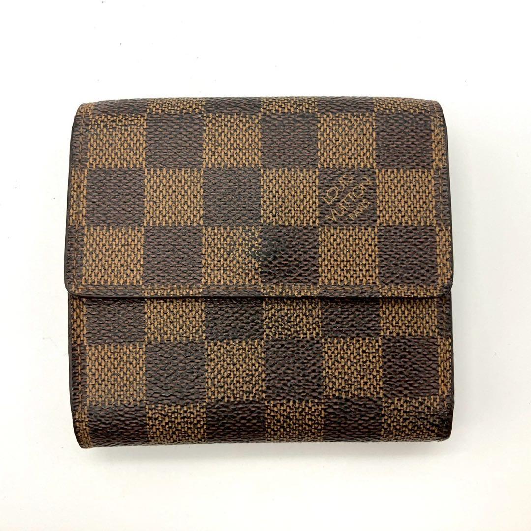 正規品 ルイヴィトン 三つ折り財布 ポルトフォイユ エリーズ ダミエ エベヌ