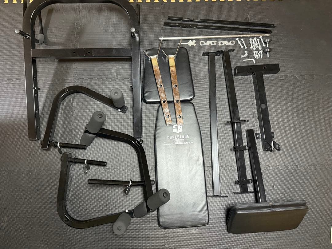 ベンチプレス台+プレート・シャフト100kg+セーフティーバー+マット　セット