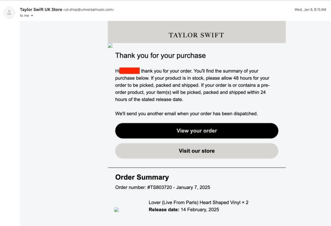 Taylor Swift Lover Live From Paris ♡レコード