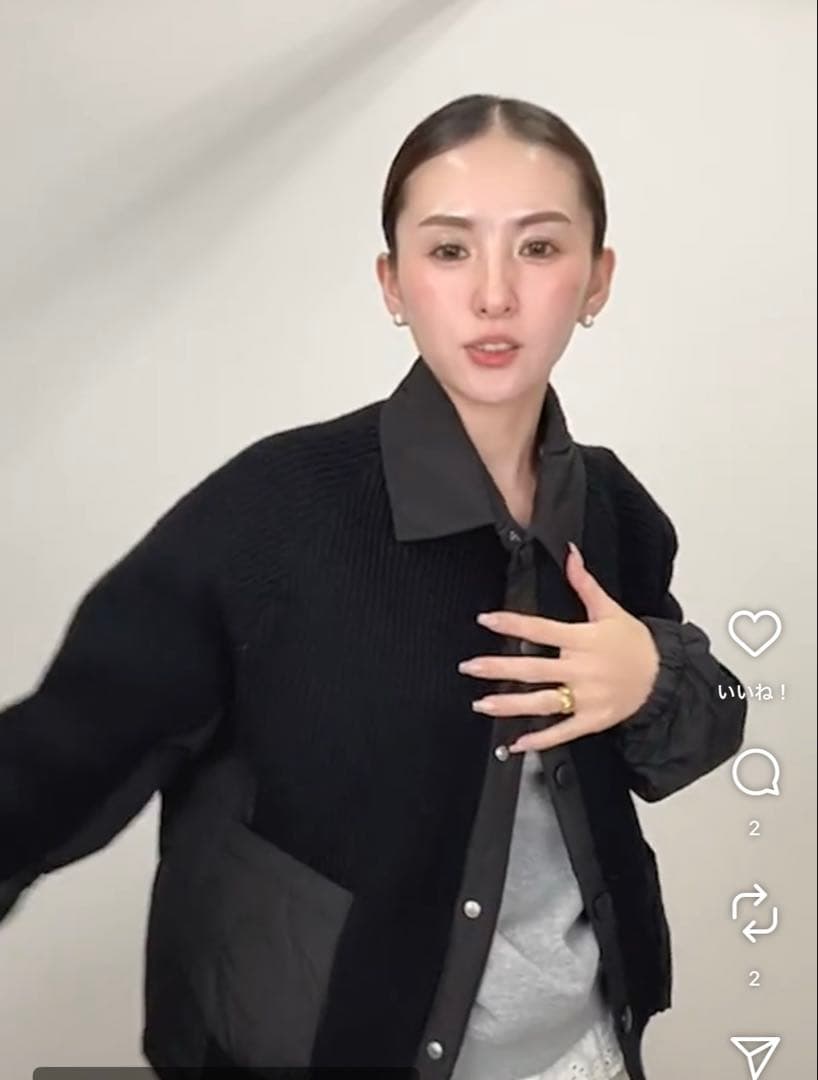 タイムセール　金額戻りますポリーヌブロー　ニットドッキング異素材ブルゾン