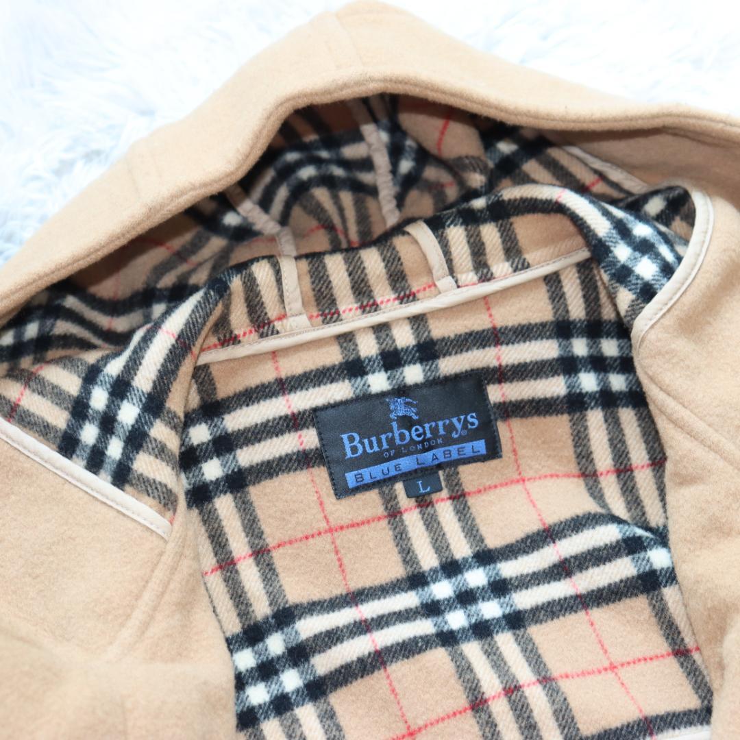 ✨バーバリー✨ロングダッフルコート　ベージュ　ノバチェック　ウール　サイズＬ