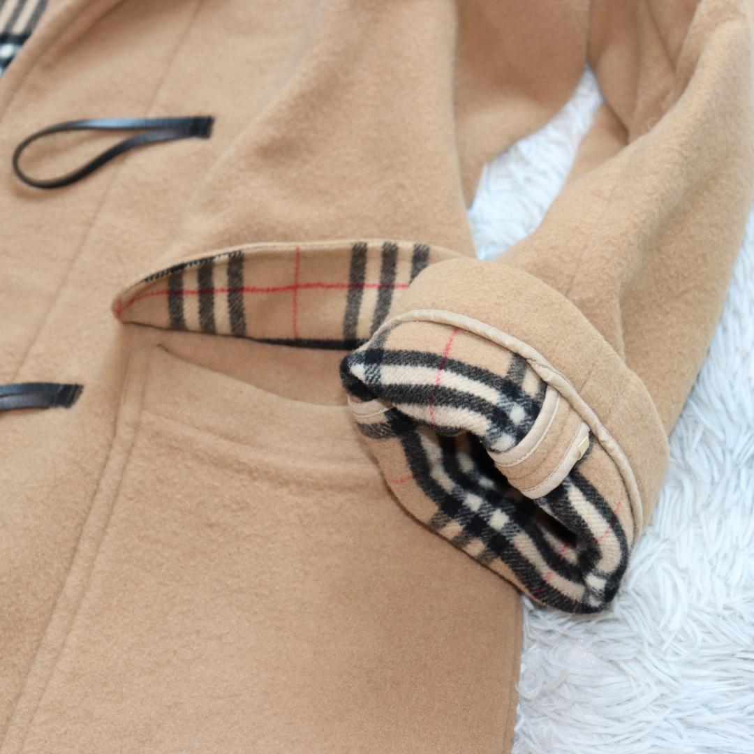 ✨バーバリー✨ロングダッフルコート　ベージュ　ノバチェック　ウール　サイズＬ