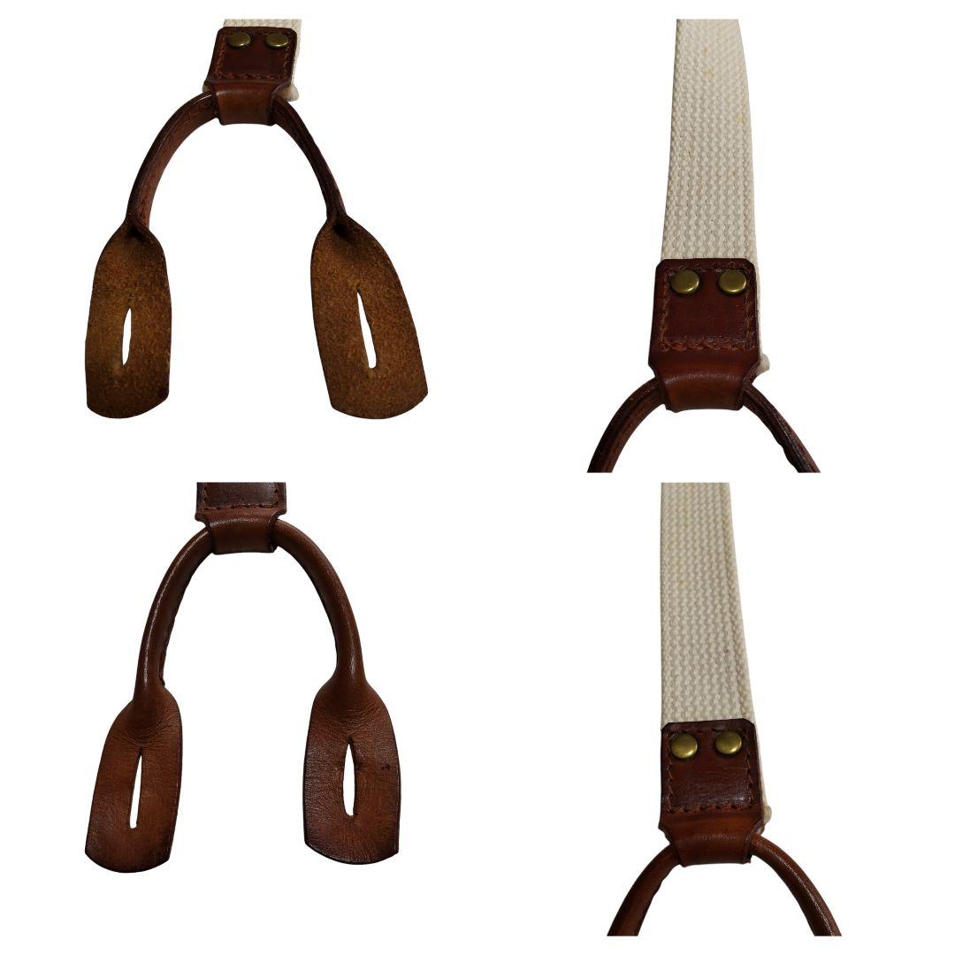 Unknown クラシック レザー×キャンバス ブレイシーズ サスペンダー