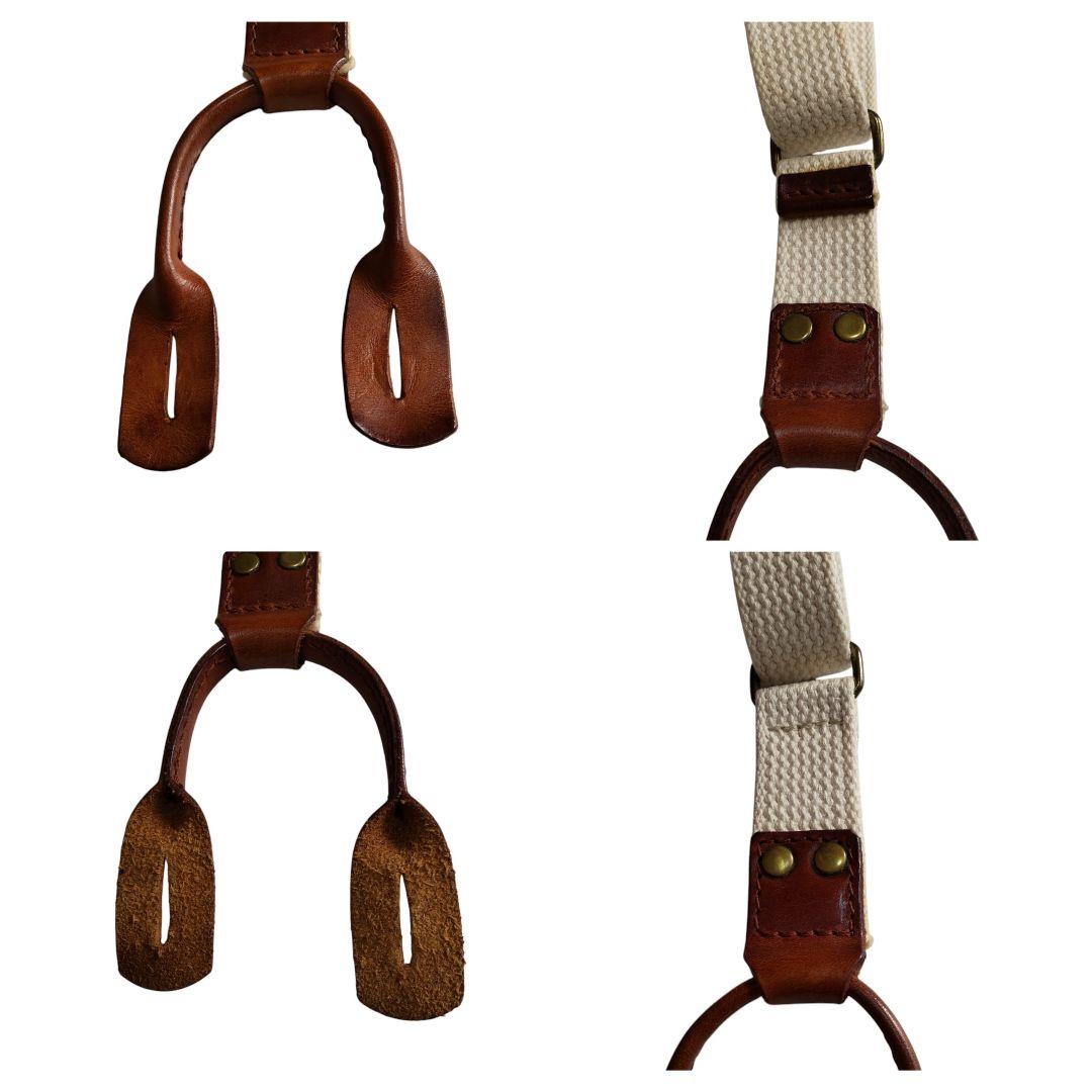 Unknown クラシック レザー×キャンバス ブレイシーズ サスペンダー