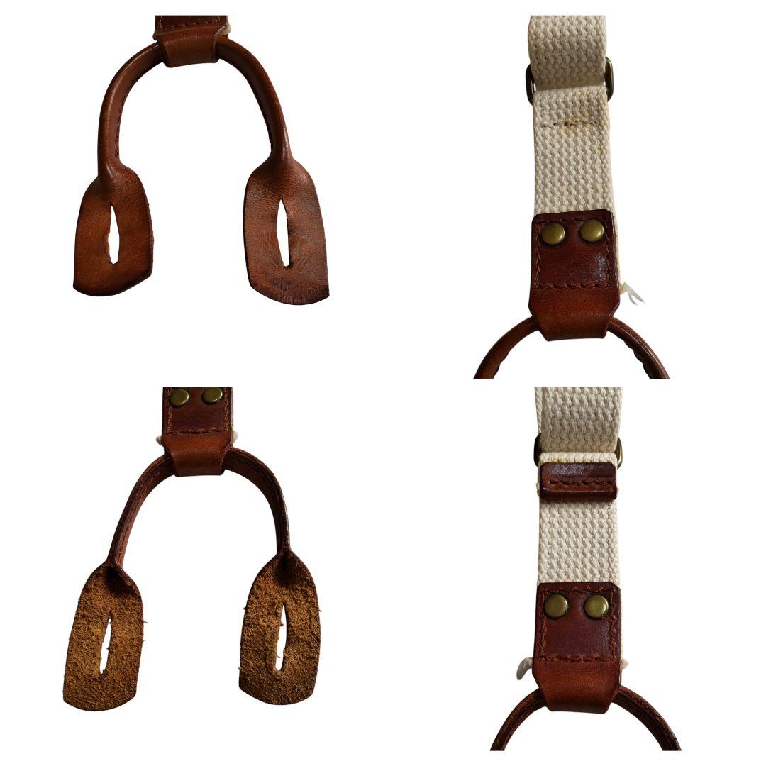 Unknown クラシック レザー×キャンバス ブレイシーズ サスペンダー