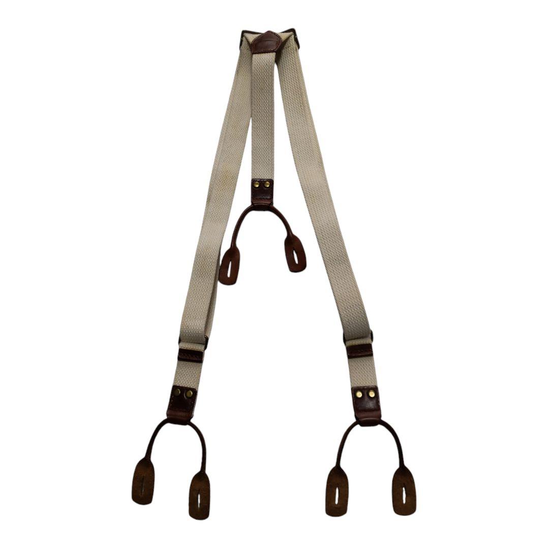 Unknown クラシック レザー×キャンバス ブレイシーズ サスペンダー