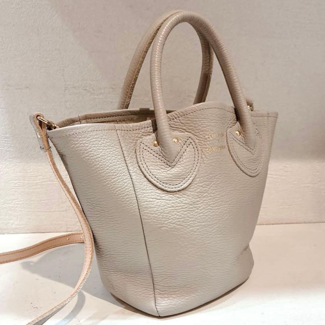 【極美品】YOUNG&OLSEN プチレザートート　2way ベージュ