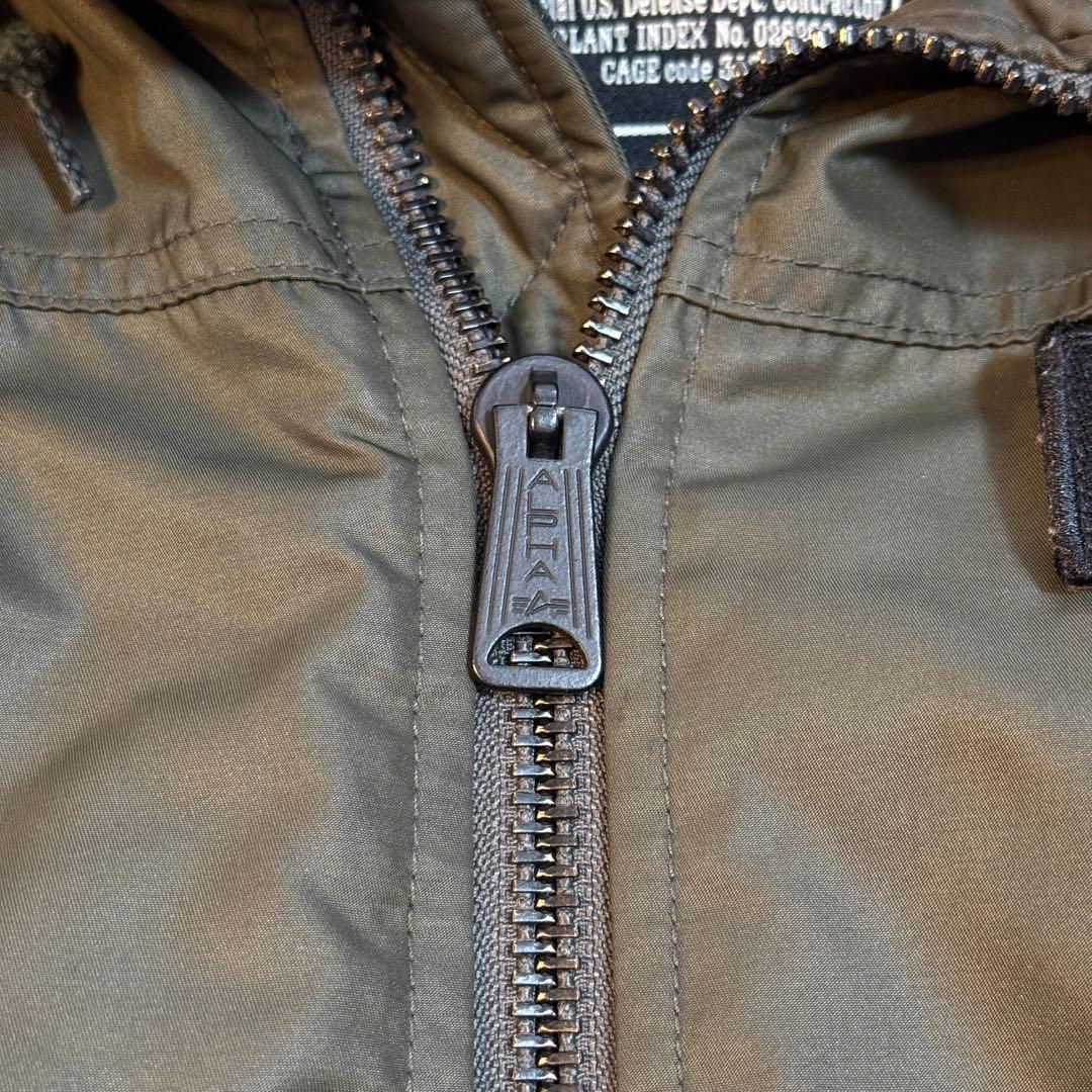 アルファインダストリーズ フーデッドリブジャケット MA-1 カーキ M