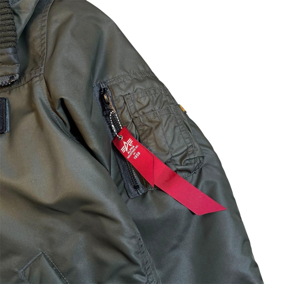 アルファインダストリーズ フーデッドリブジャケット MA-1 カーキ M