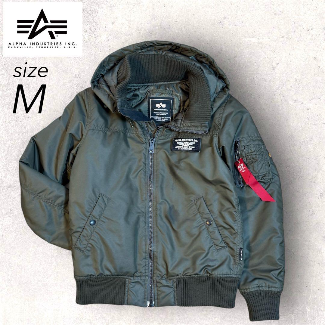 アルファインダストリーズ フーデッドリブジャケット MA-1 カーキ M