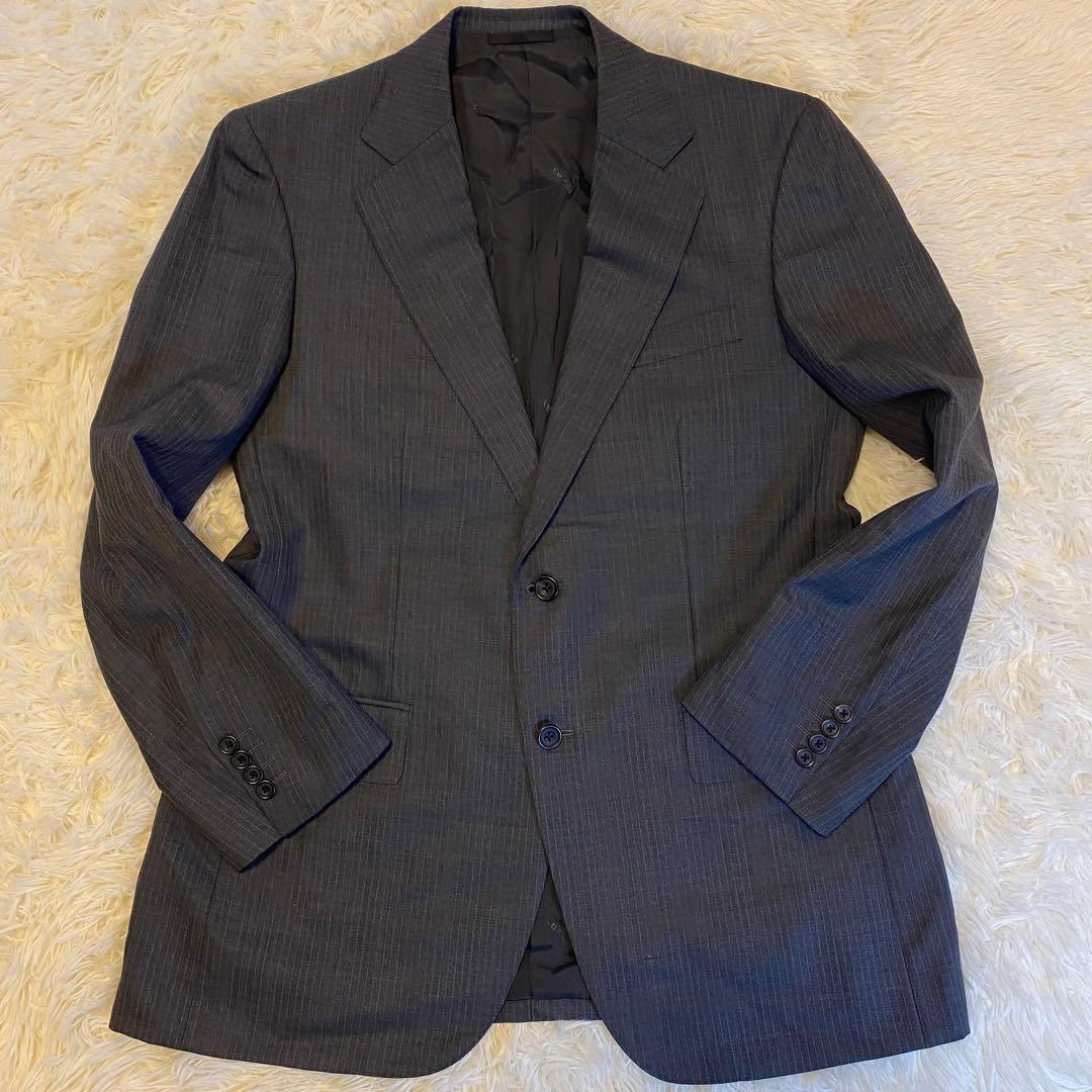 【極美品】バーバリーロンドン セットアップ スーツ 総裏 ストライプ グレー