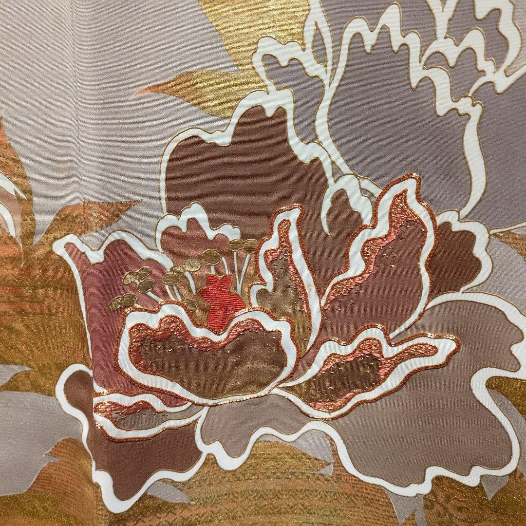 千總謹製！色留袖 ベージュ 花柄