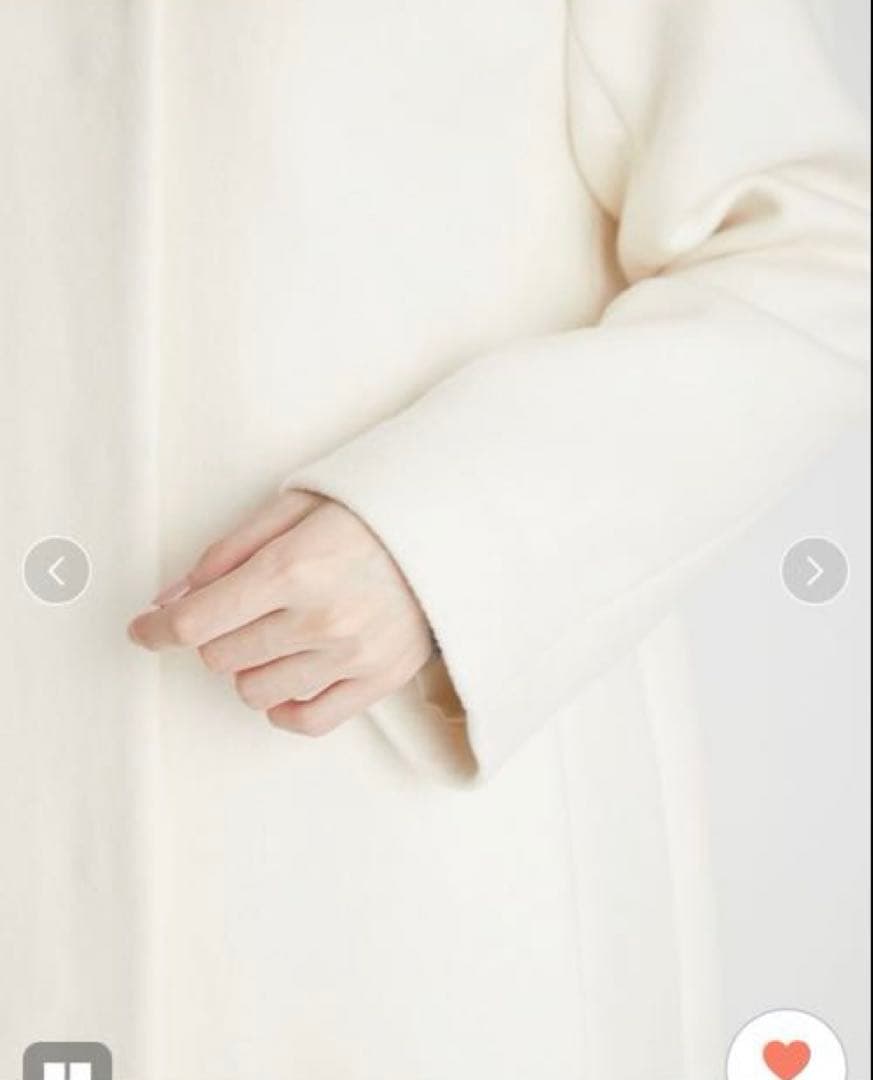 1回短時間着用！25AWセルフォードホワイトカシミヤ混ノーカラーコートサイズ36