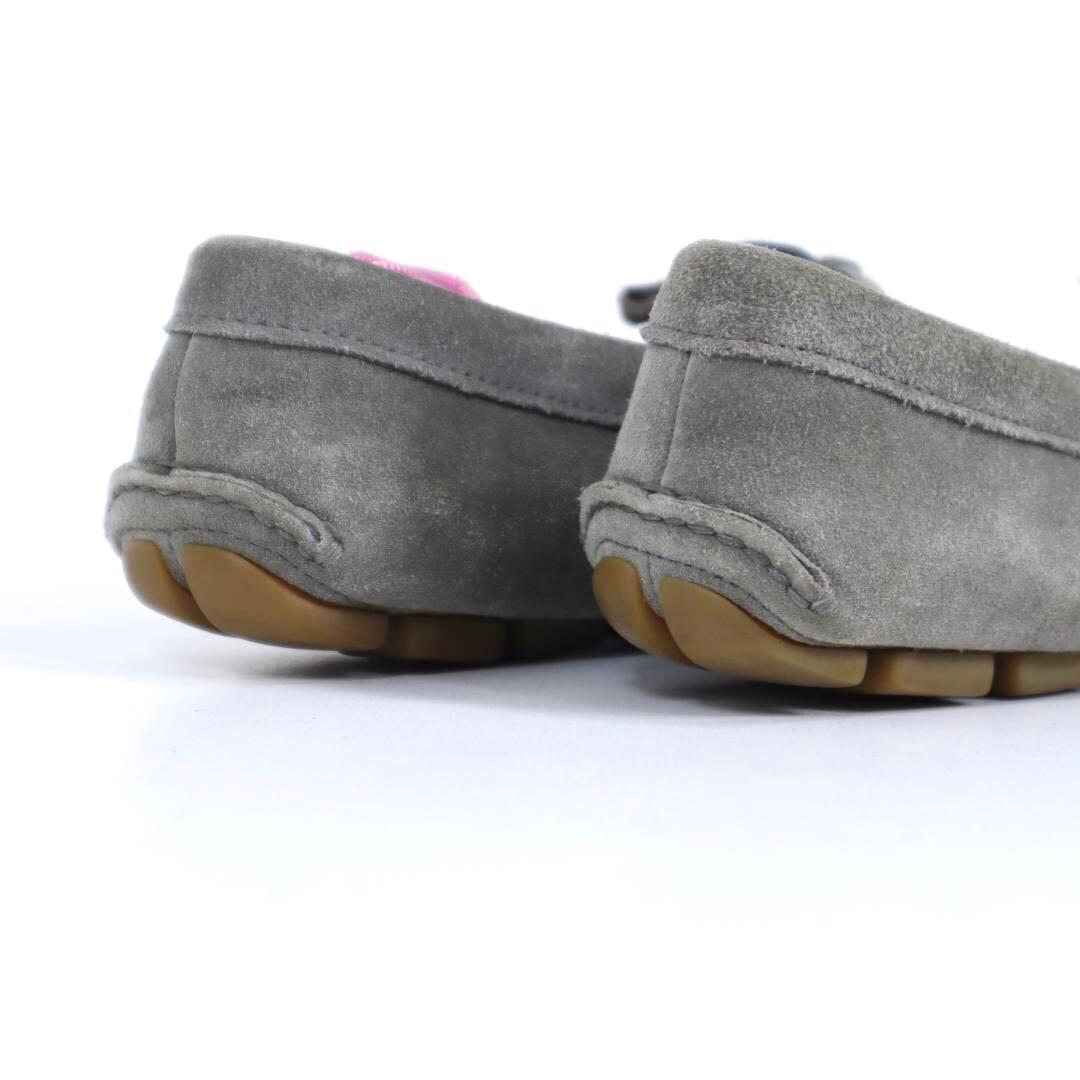 PRADA プラダ ロゴ金具付 リボントゥ スエード ドライビングシューズ 35