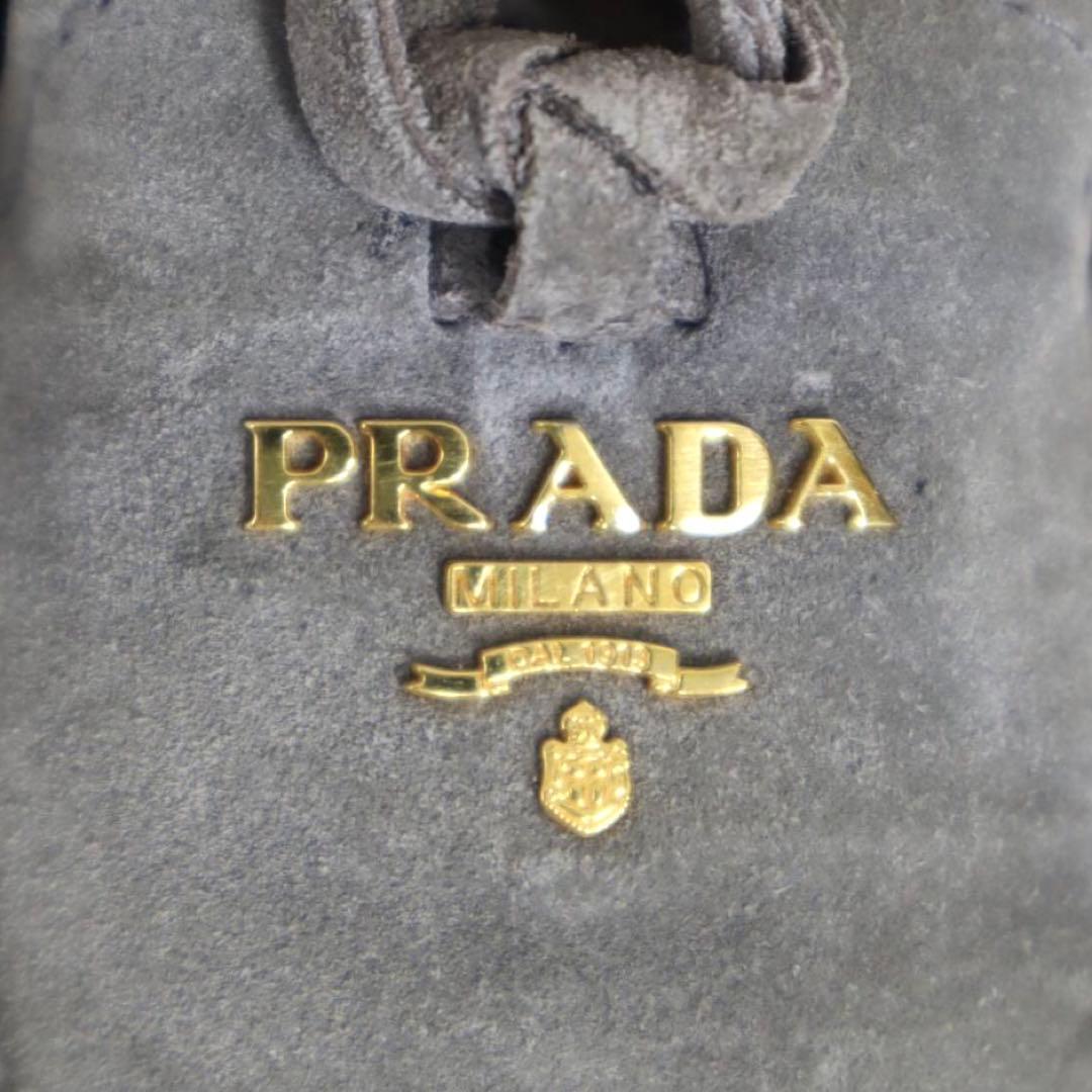PRADA プラダ ロゴ金具付 リボントゥ スエード ドライビングシューズ 35