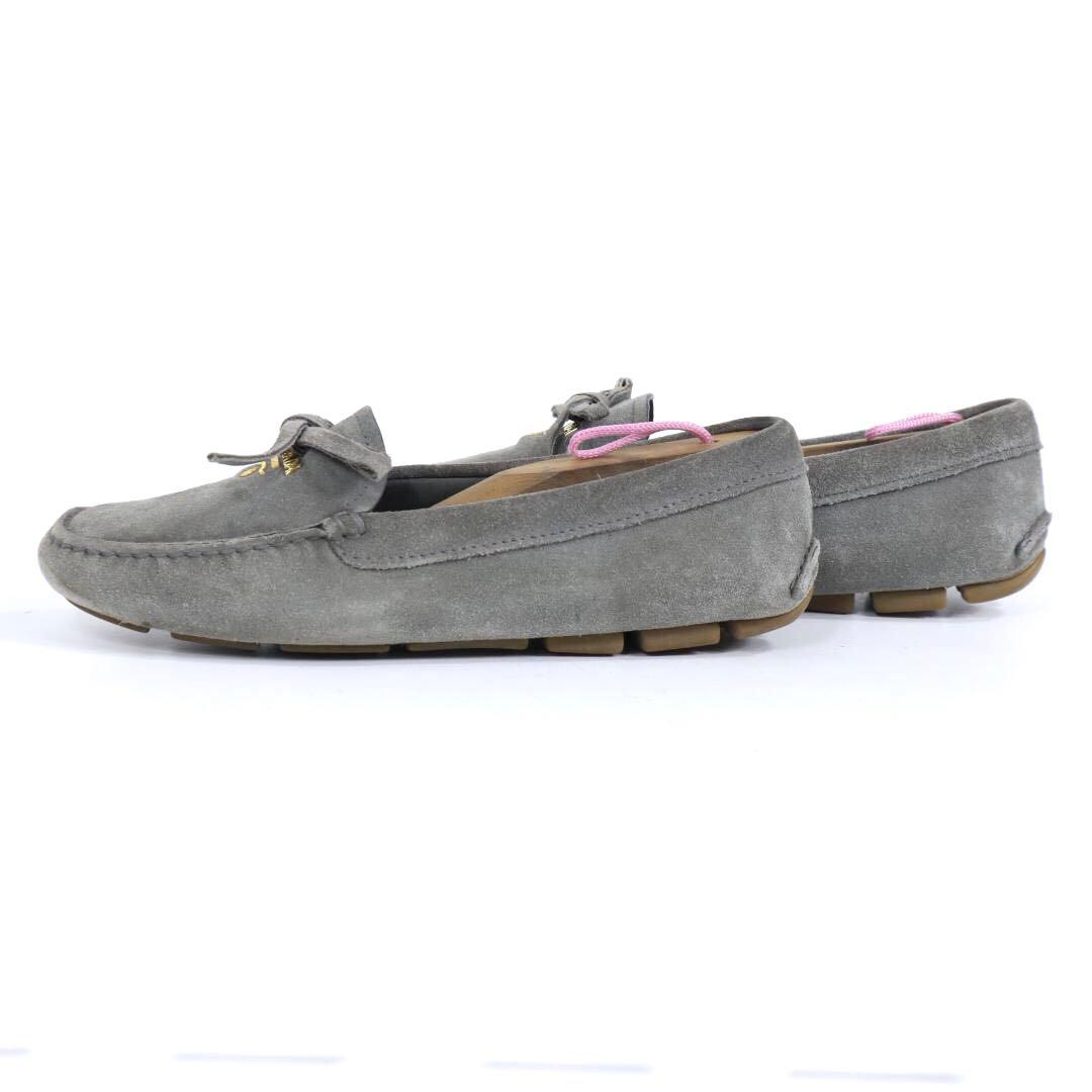 PRADA プラダ ロゴ金具付 リボントゥ スエード ドライビングシューズ 35